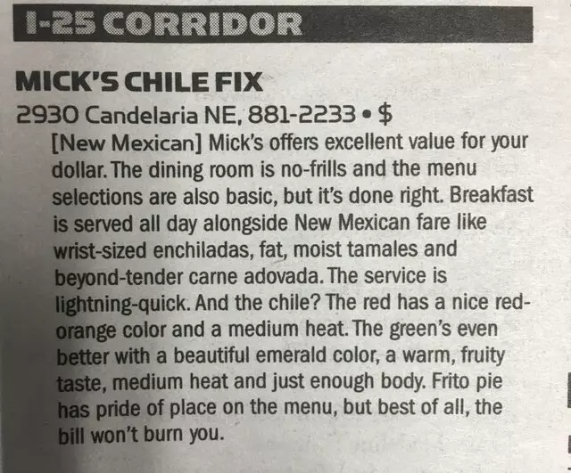 Mick’s Chile Fix